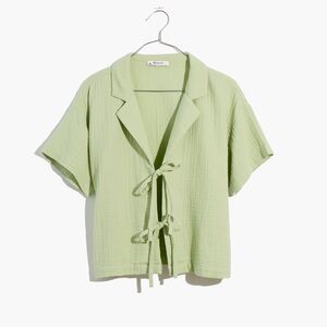 Madewell size M - Lightestspun Tie-Front Cover-Up Crop Shirt - Sunfaded Mint